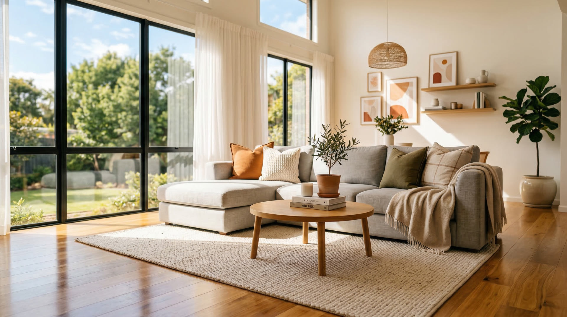 Clean, bright living room